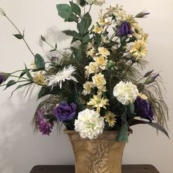 31" Elegant Purple & Gold Faux Floral Arrangement