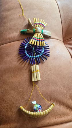 Handmade Reed and Straw Folk Art Wall Hanging