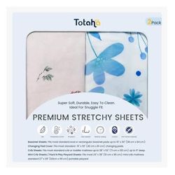 TotAha Premium Stretchy Pack N Play Playard Sheets | Mini Crib Sheets (2-Pack)-Hypoallergenic, Silky