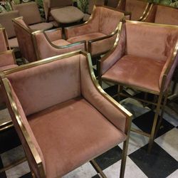 Salon Chairs Velvet Brass