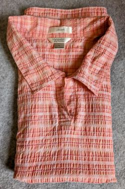 Christopher & Banks Sleeveless STRETCH Plaid V-Neck Shirt L