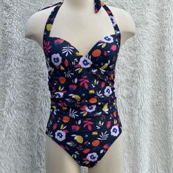 New One Piece Bikini Floral Print Size Medium 
