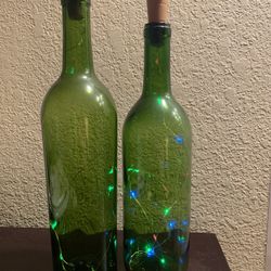 Decorative Bottles With LEDs Set of 2