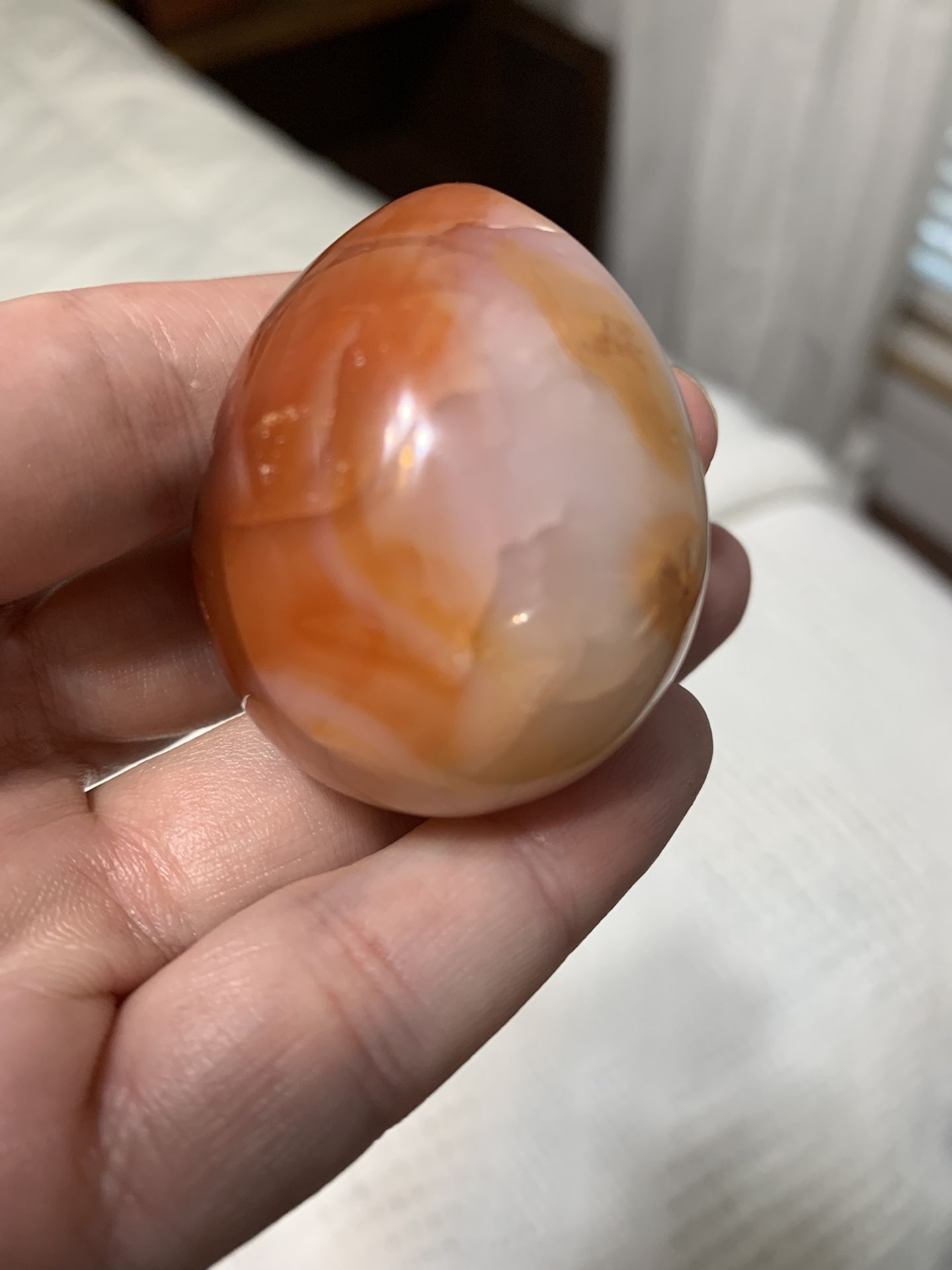 Natural Red Carnelian Agate Quartz Crystal Egg with druzy
