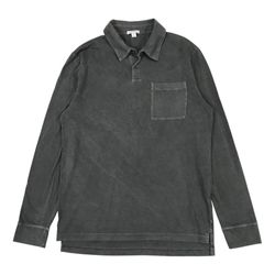 James Perse Polo Shirt Mens Medium M 2 Dark Gray Long Sleeve Minimalist Faded