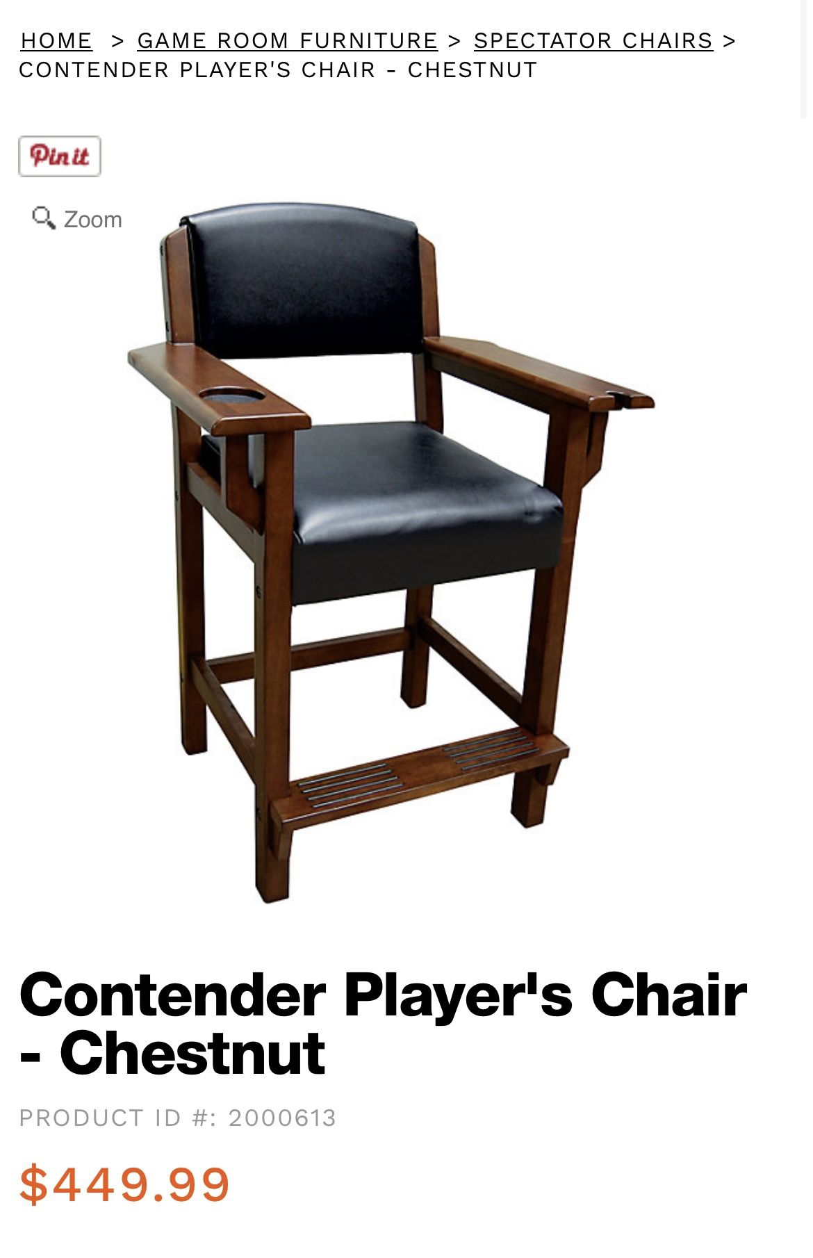 Brunswick Billiard Player’s Chair