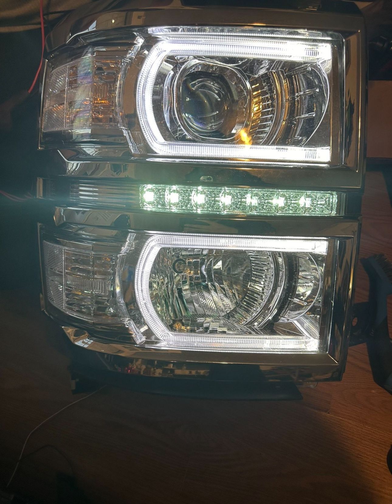 14-15 Chevy Silverado Chrome Clear Headlights/ Luces Delanteras Faros Focos