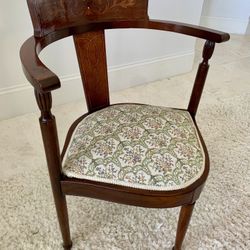 Antique Corner Chair with Wood and Mother Of Pearl Inlay
