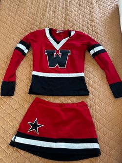 Cheerleader Uniform Set Red Black White costume