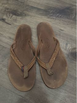 Rainbow Brown Braided Sandals