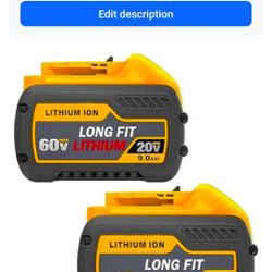 60V Battery, 9Ah 60V Max Replacement Battery for DCB606, DCB609, DCB612, Compatible with Dewalt Flexvolt 20V/60V Power Tools, 2-Pack