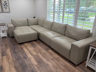 Light Gray Leather Sectional Sofa
