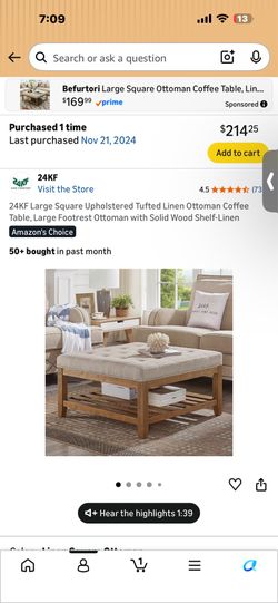 Large Square tufted ottoman- $75