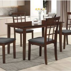 Dining Set 5pcs Color Walnut 