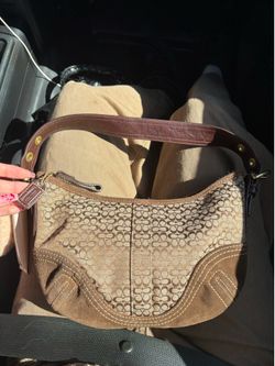 COACH Brown Suede & Canvas mini Soho Hobo
