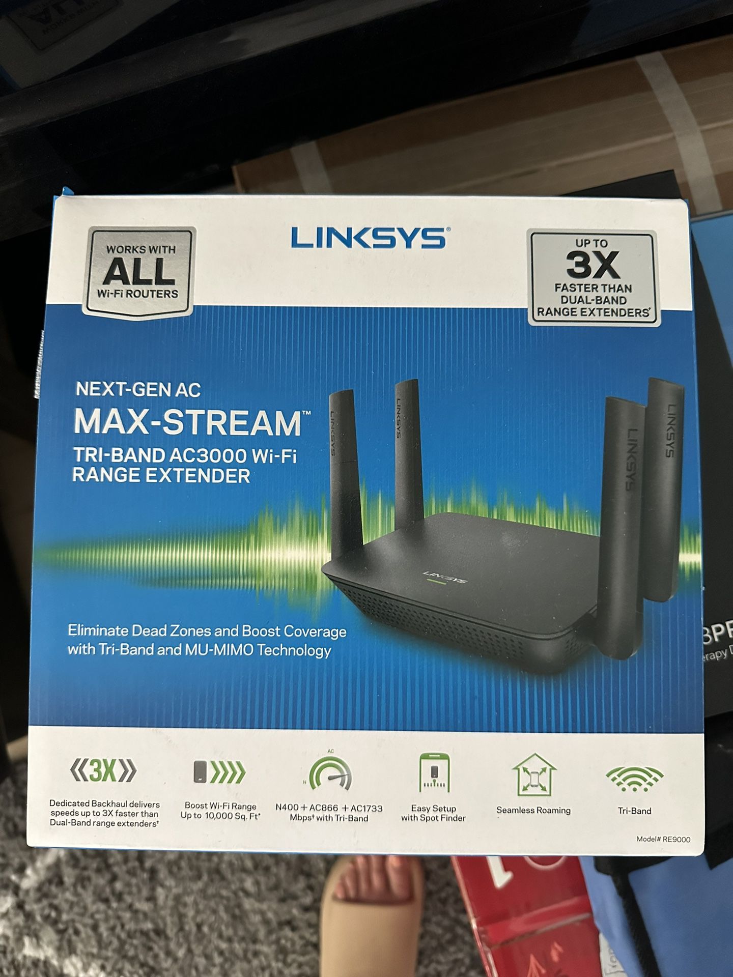 Linksys Next Gen AC Max Stream Tri Band Wifi extender 