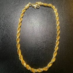 14K Stamped Gold Rope Bracelet 9IN 4MM