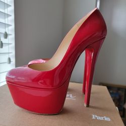 Christian Louboutin Red Victoria 160 Pump Patent Leather