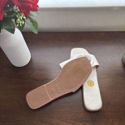White TOP MODA Slide Sandals with Buckle 👡