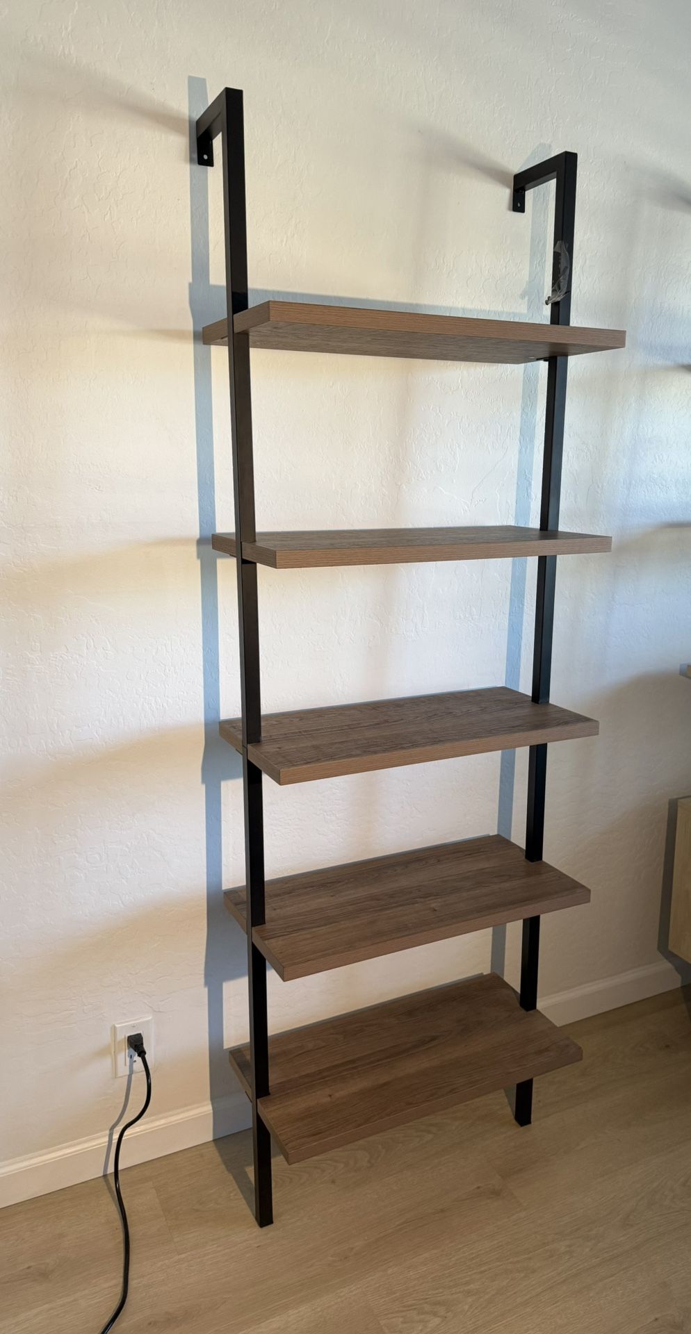 Nathan James 5-shelf Ladder Book Case Oak Matte Black (two)