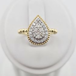 10k gold 0.50ctw diamond pear cluster ring