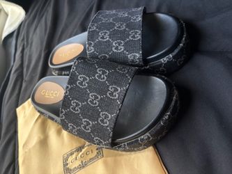 Gucci GG Denim Slide Sandals