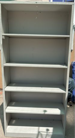 Gray Metal Bookcase with 5 Shelves