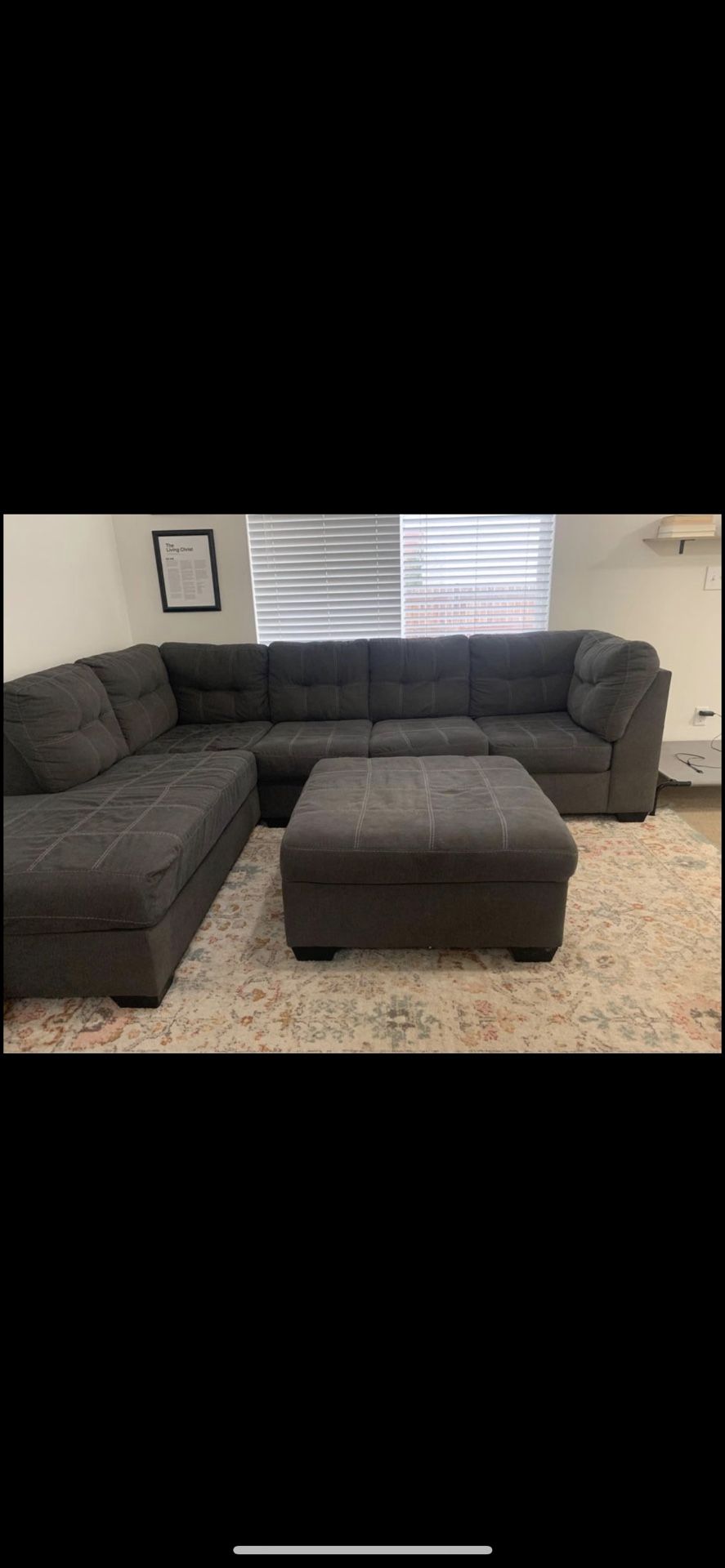 Grey Sectional with Ottoman