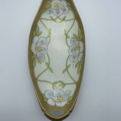 Hutschenreuther Bavaria Floral Porcelain Tray Oval Hand Painted Handles