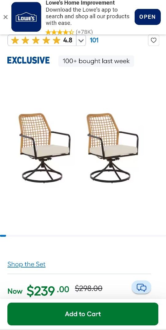 Set Of 2 Swivel Chairs From Lowe's