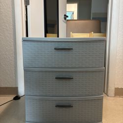 Grey storage bin