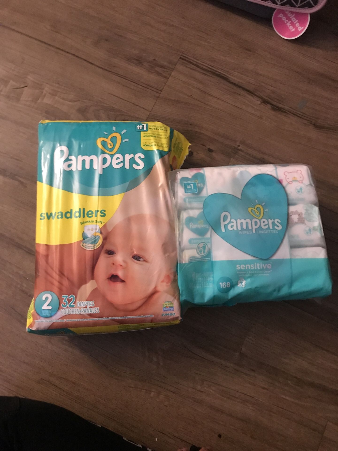 Size 2 pampers and wipies