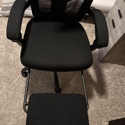 Two Office Desk And One Office Chair With Leg Rest
