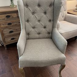 Pretty Gray Tufted Wingback Chair