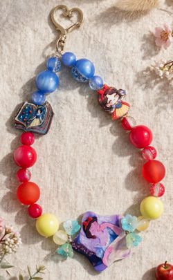 Snow White Beaded Wristlet Keychain Handmade