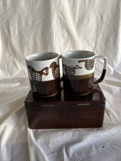 Vintage Retro 1970s MCM Bird Mugs