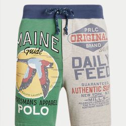 POLO RALPH LAUREN PATCHWORK 7.5 INCH FLEECE GRAPHIC SHORTS MEN SIZE MEDIUM -2XL