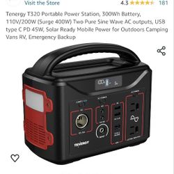 Tenergy T320 Portable Power Station, 300Wh Battery, 110V200W (Surge 400W) 1 Year Old $150
