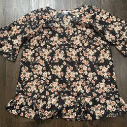 Womans Black Flower Maternity Shirt Size XL By Rumor Has It #6