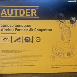 AUTDER 21V Tire Inflator Air Compressor, 180PSI Cordless Car Tire Pump