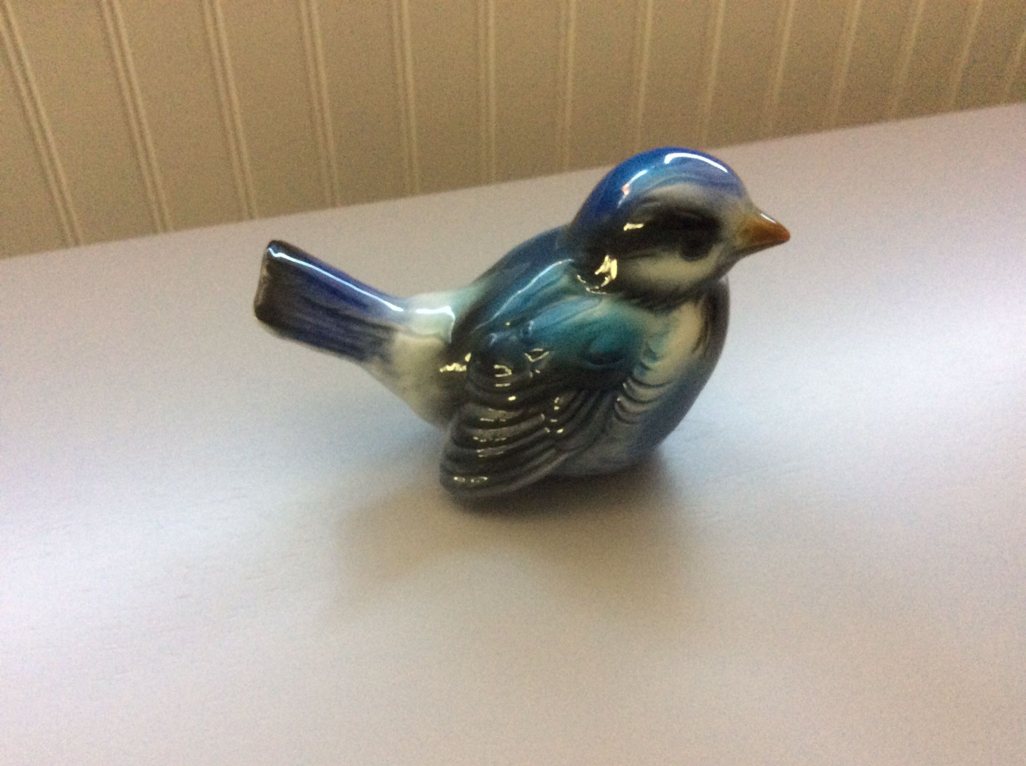 Vintage  Goebel  Bird  Porcelain   Figurine (Sparrow)  West Germany CV73 Rare  Glossy Blue Color. Mint 1970’s