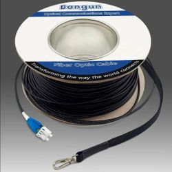 50 Meters Uniboot LC to LC Outdoor Armored Fiber Patch Cable with Pulling Eye, Low Friction Single Mode Duplex Fiber Optic Cable Jumper Optical Patch