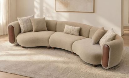 Brand New Warm Sand Upscale Sectional Sofa (Pillows Included)