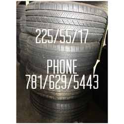 Used Tire For Sale 225/55/17 $50 each brand Goodyear 75% tread left free mounting and Balancing