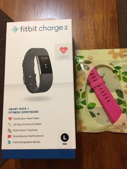 Fitbit Charge 2. Brand new sealed. Large. Black. With Extra band