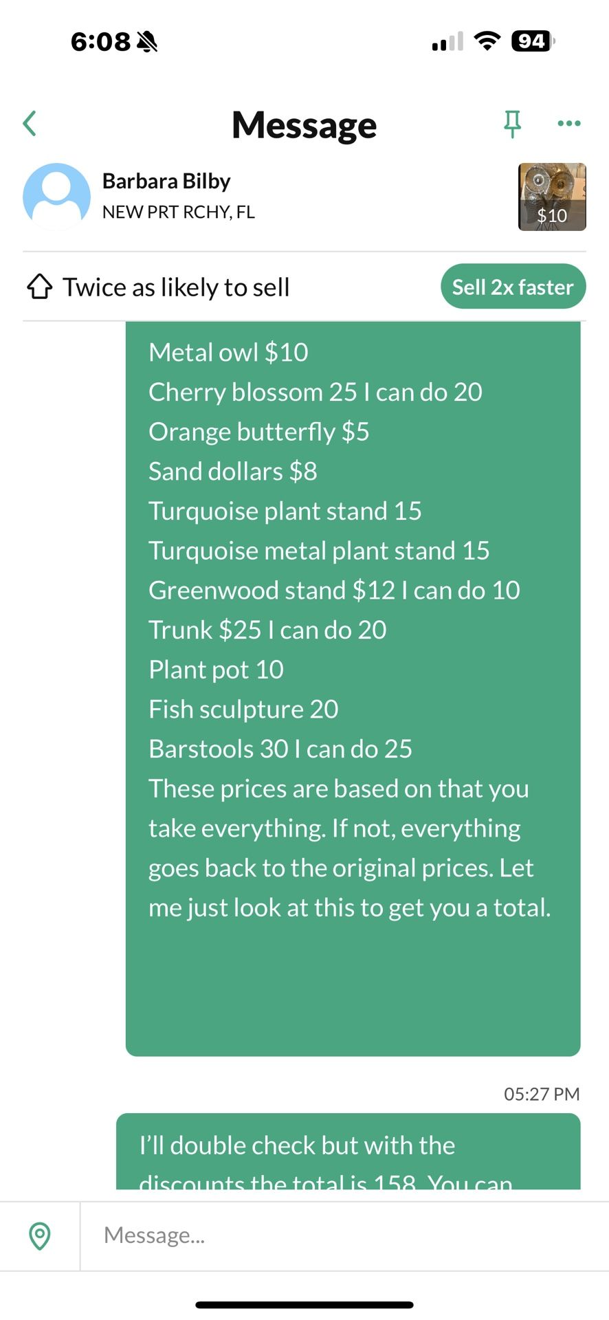 Very large, heavy resin plant pot 16 d x13 h