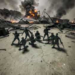 (Lot Of 8) 2" WWII Army Men Green Plastic Military Infantry Toy Soldier Figures Bundle Vintage Excellent Condition. The image shows a group of classic