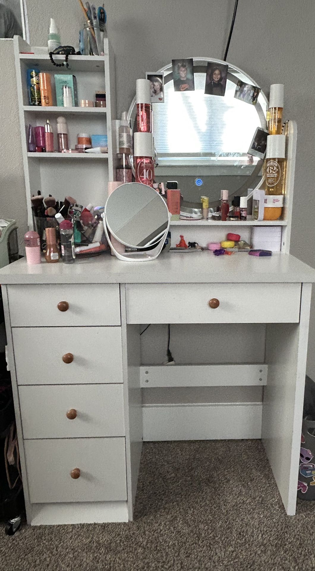 Makeup Vanity With Mirror And Stool
