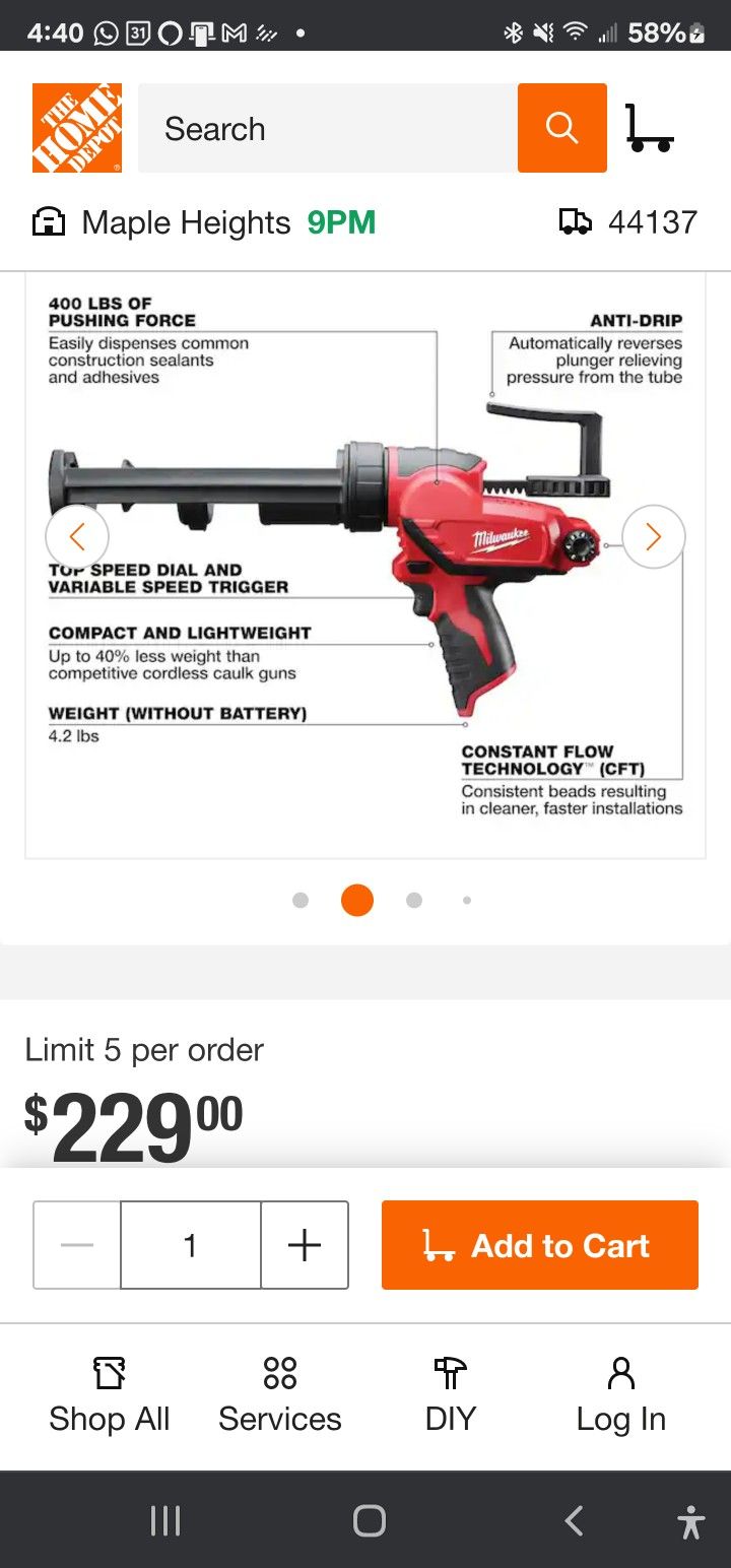 Milwaukee Caulk Gun