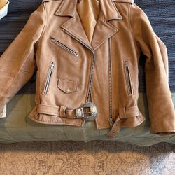 Vintage Suede Moto Jacket With Silver Accents 